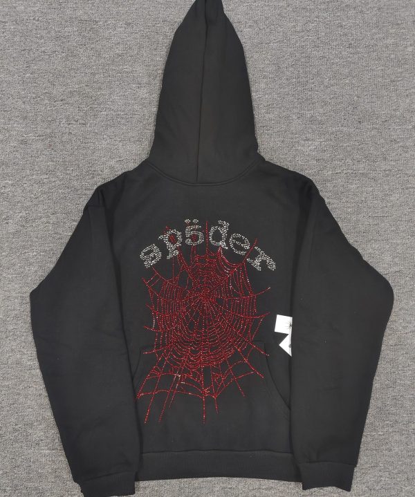 Sp5der hoodie-black rhineston V2