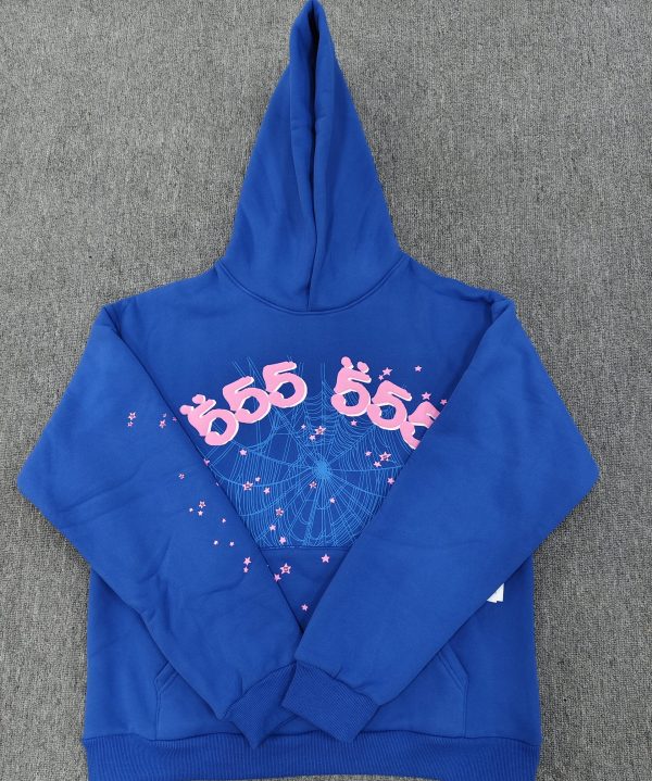 Sp5der hoodie-Blue 555