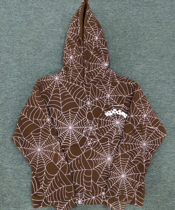 Sp5der hoodie-Brown AOP